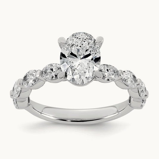 Oval Center with Oval Sides Ring, 2 5/8-5 1/2 ct Lab-Grown Diamond