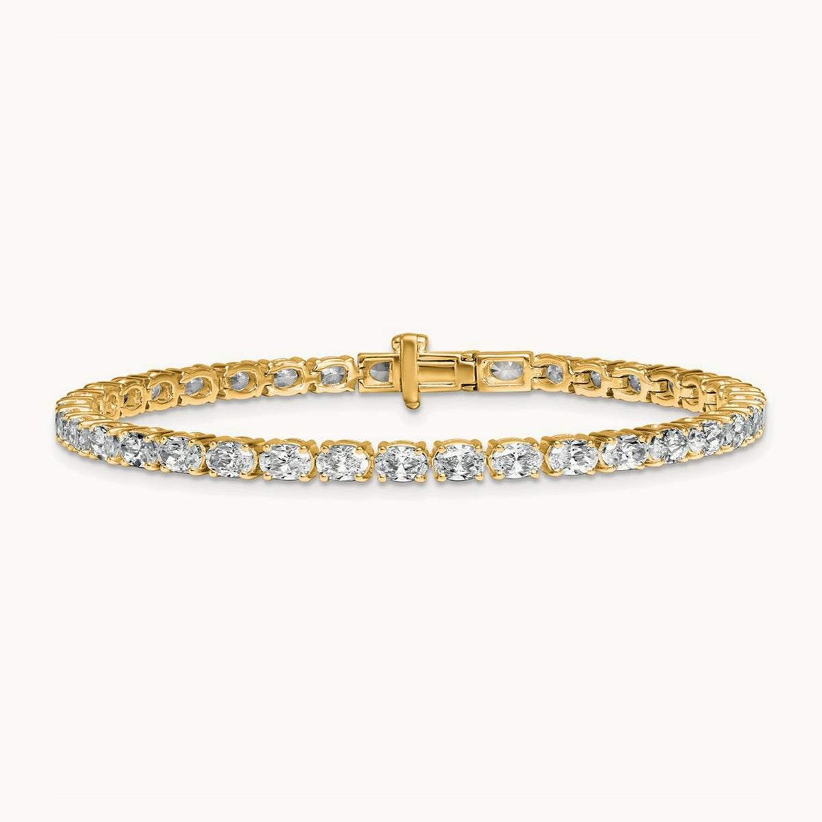 Oval Tennis Bracelet, 7.00 ct tw Lab-Grown Diamond — 14K Yellow Gold