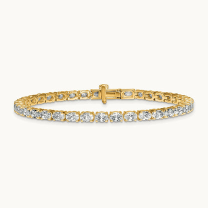 Oval Tennis Bracelet, 7.00 ct tw Lab-Grown Diamond — 14K Yellow Gold
