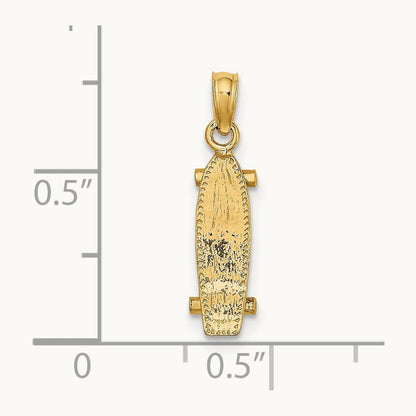 3-D Skate Board Charm, 14K