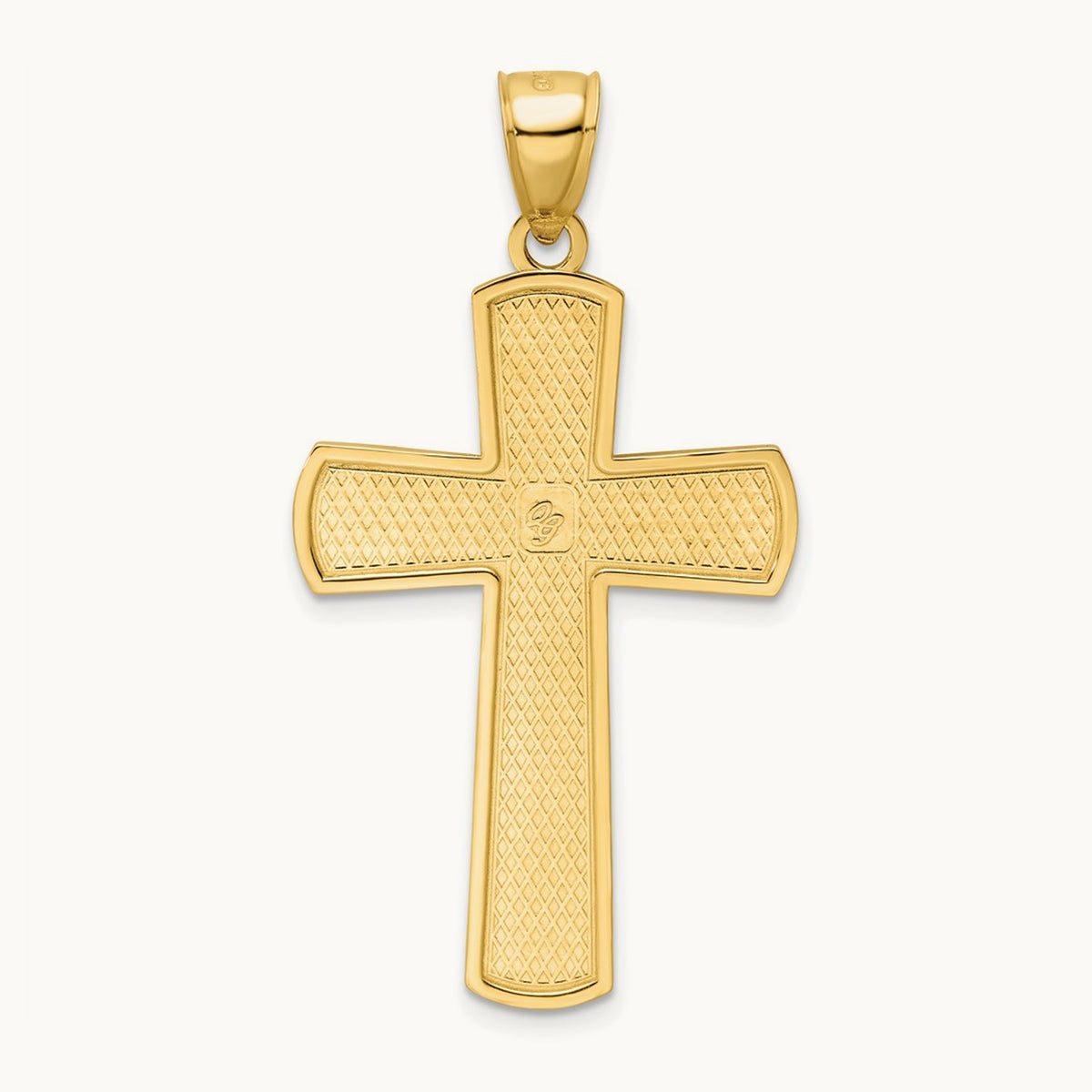 Polished Beaded Cross Pendant, 14K