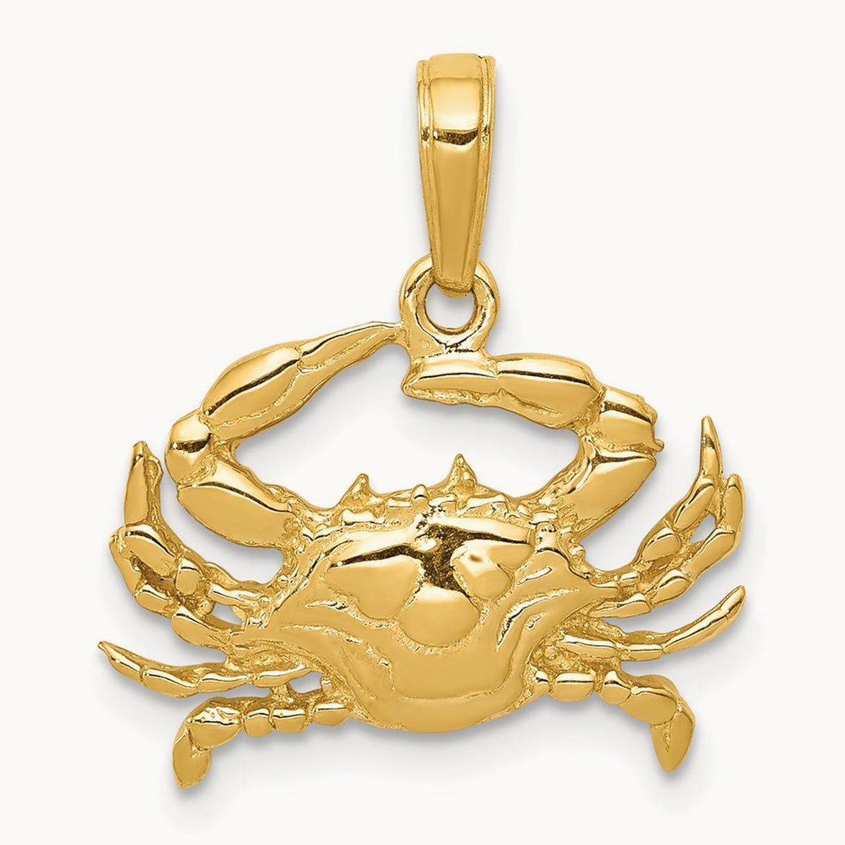 Blue Crab Pendant — 14K Yellow Gold, 20mm