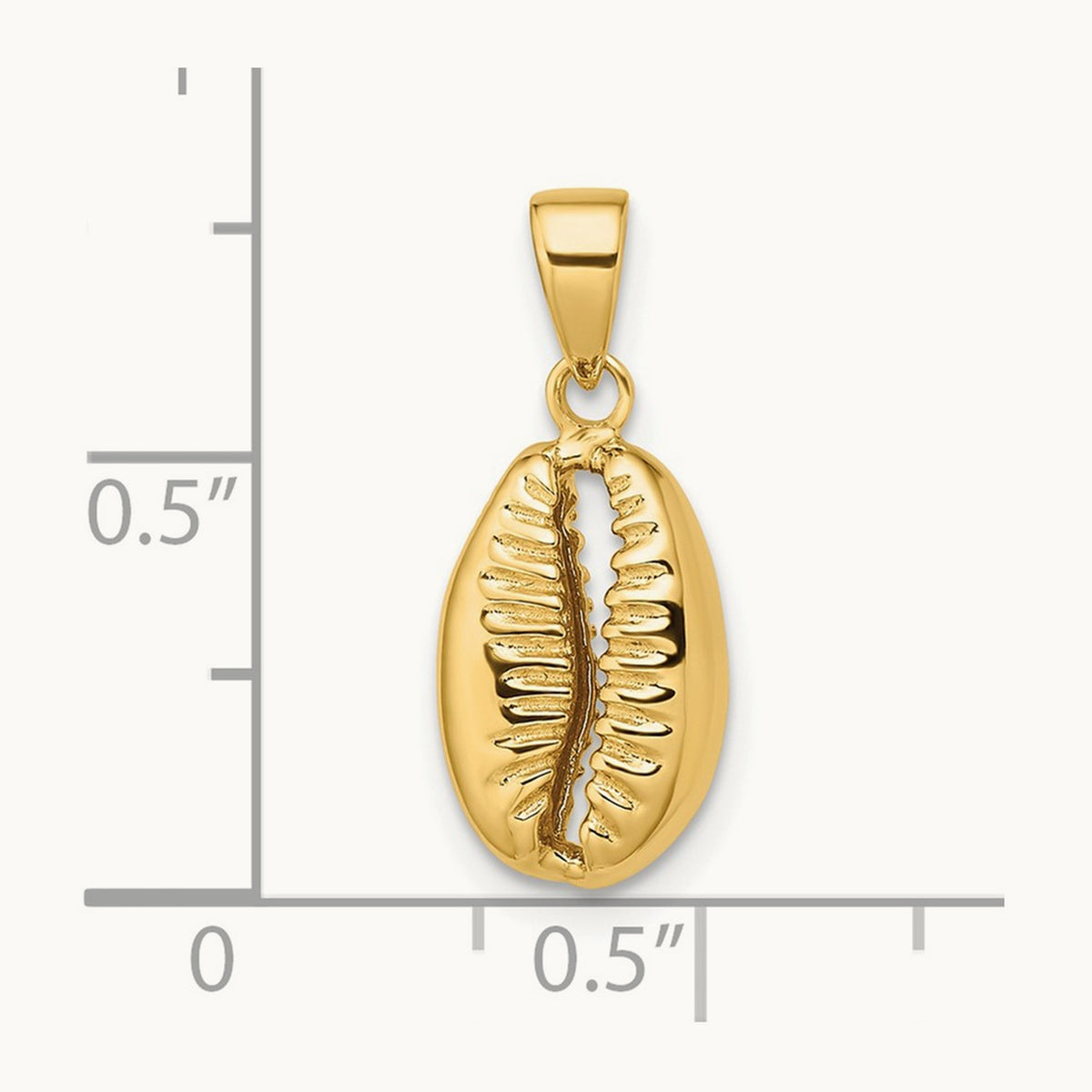 Polished 3-D Cowrie Shell Pendant, 14K