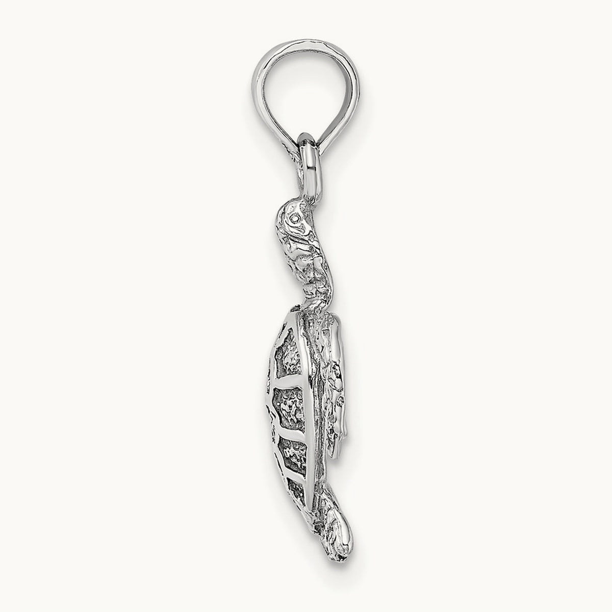 Sea Turtle Charm, 14K White Gold