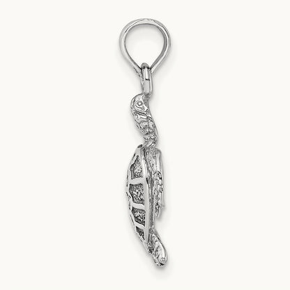 Sea Turtle Charm, 14K White Gold