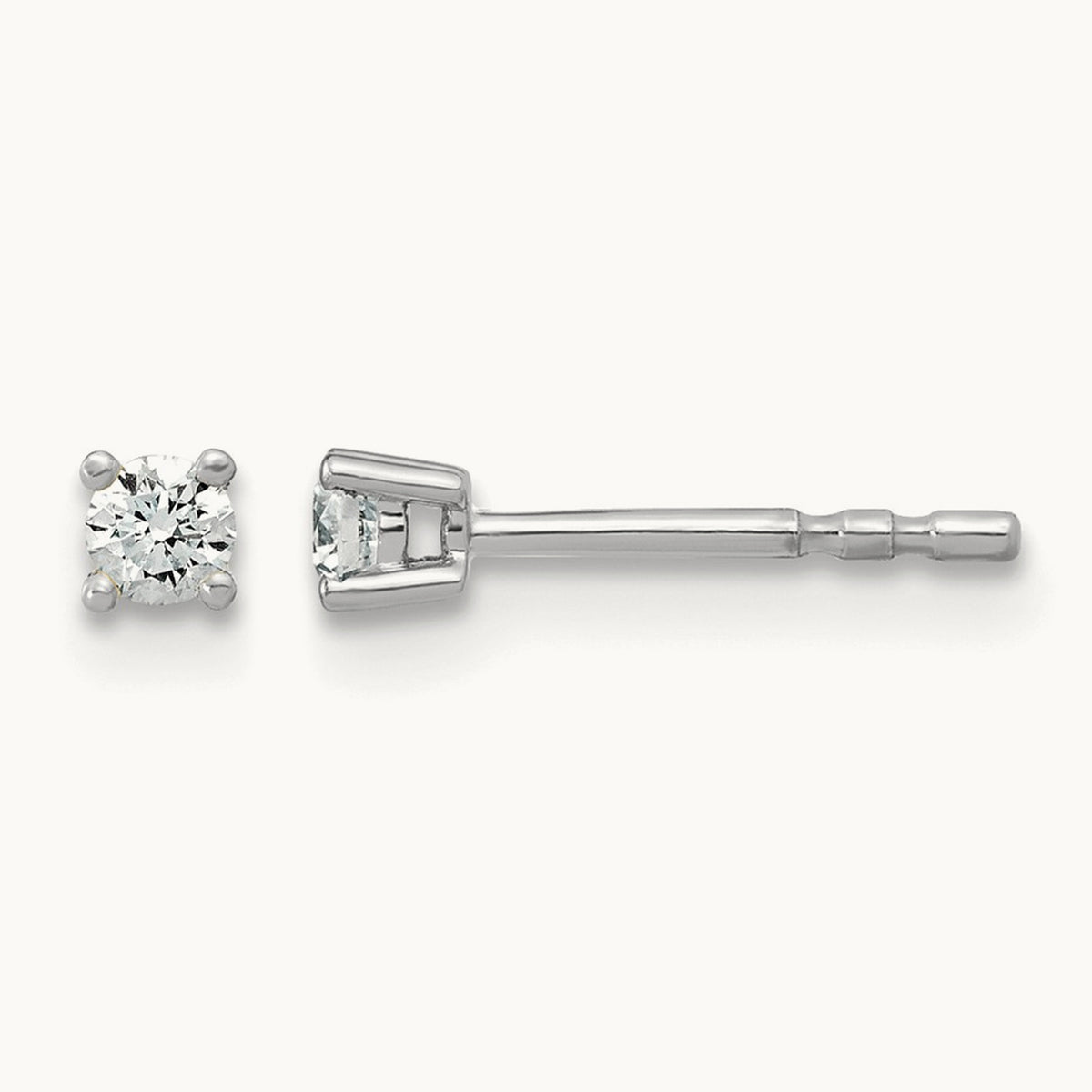Round Heavyweight Stud Earrings, 0.10-7.00 ct tw Lab-Grown Diamond — 1/10 ct, VS (Best), push back, 18K White Gold