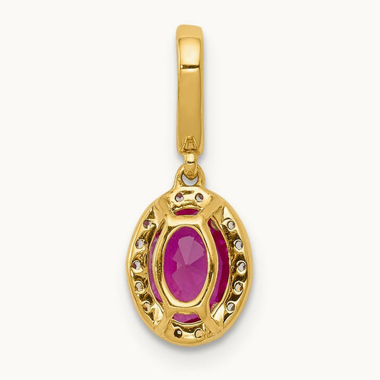 Diamond and .99 Ruby Halo Pendant, 14K