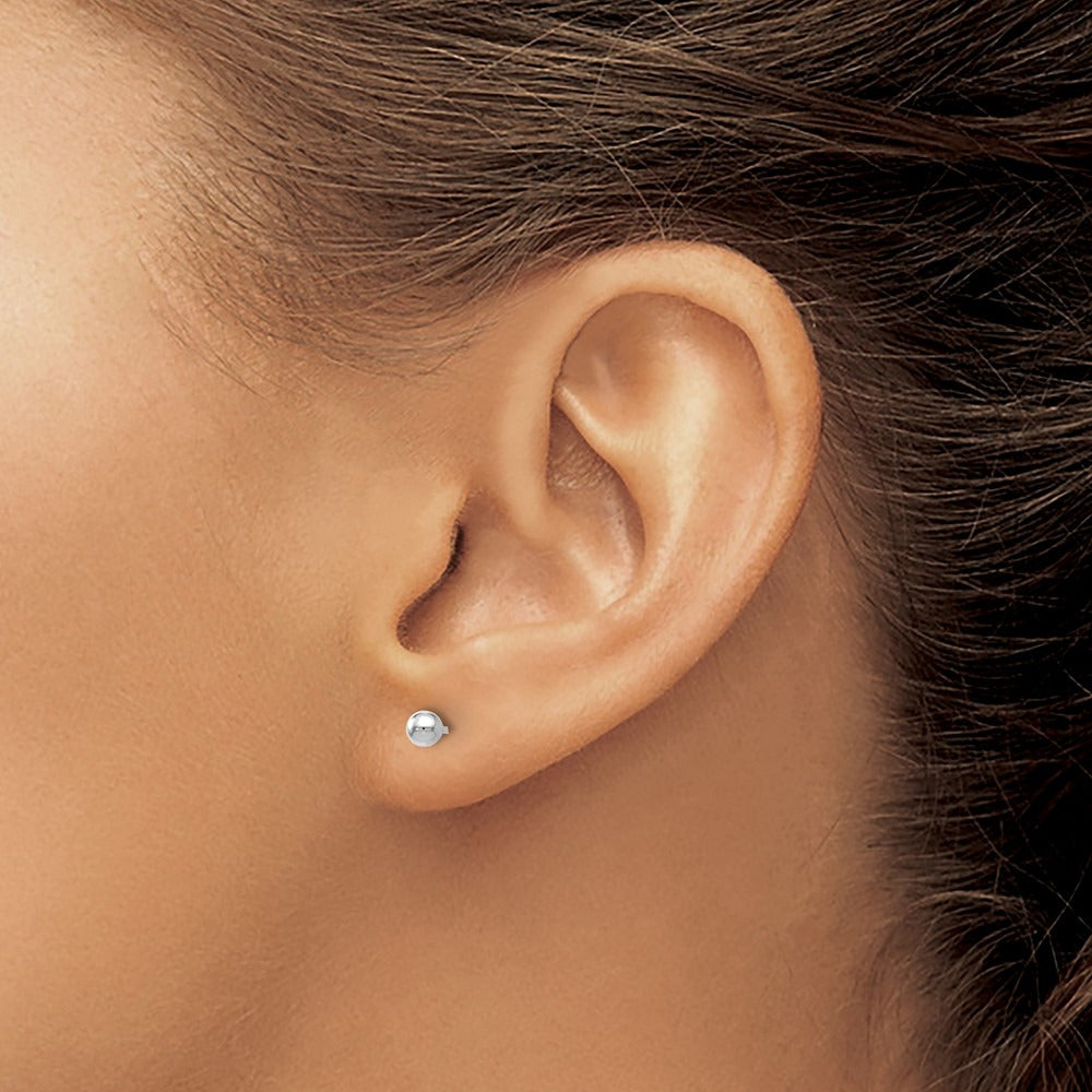 Polished Ball Post Earrings — 14K White Gold, 3mm