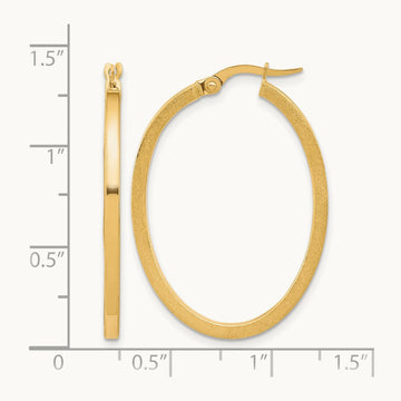 Brushed and Polished Oval Hoop Earrings, 10K — Leslie's