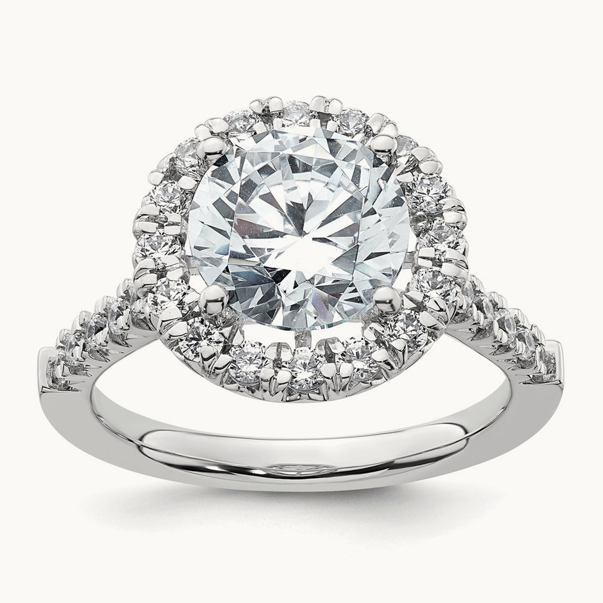 Semi-Mount Engagement Ring, 0.25-0.50 ct tw Lab-Grown Diamond — 5/8 ct (holds 3 ct center) · VS/SI (Great), 14K White Gold, 7