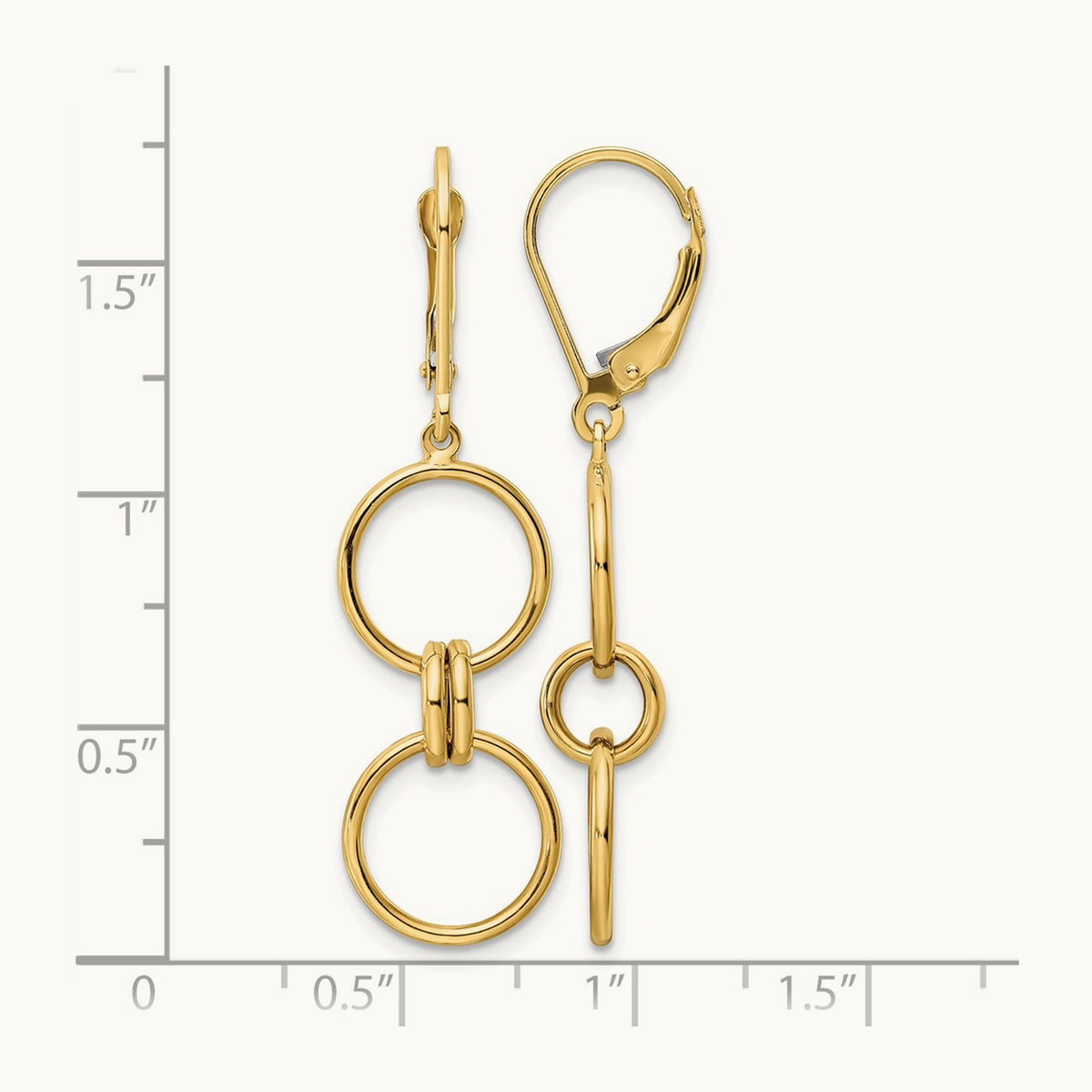 Circle Dangle Leverback Earrings, 14K