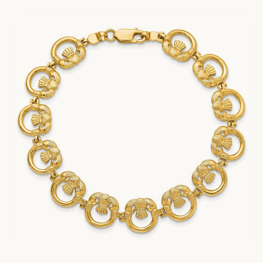 Claddagh Circle Horizontal Bracelet, 14K
