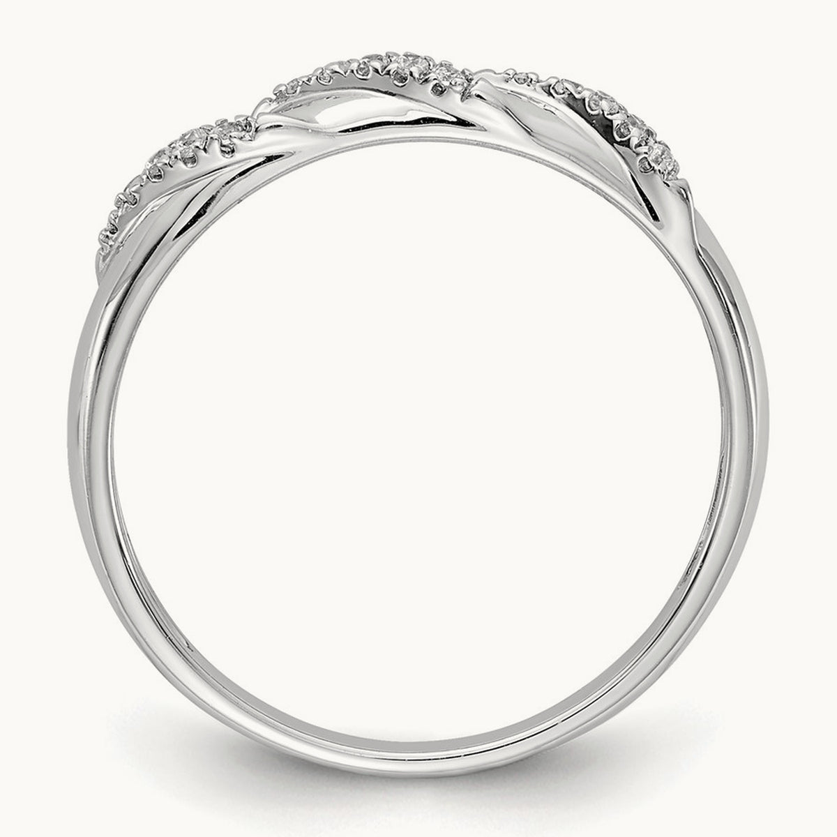 Complete Diamond Trio Ladies Wedding Band, 14K White Gold