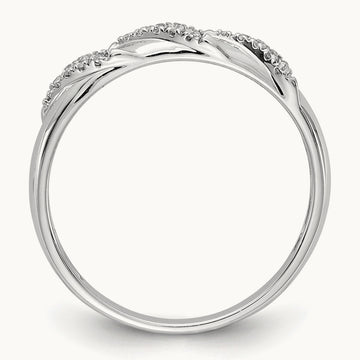 Complete Diamond Trio Ladies Wedding Band, 14K White Gold