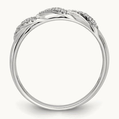 Complete Diamond Trio Ladies Wedding Band, 14K White Gold