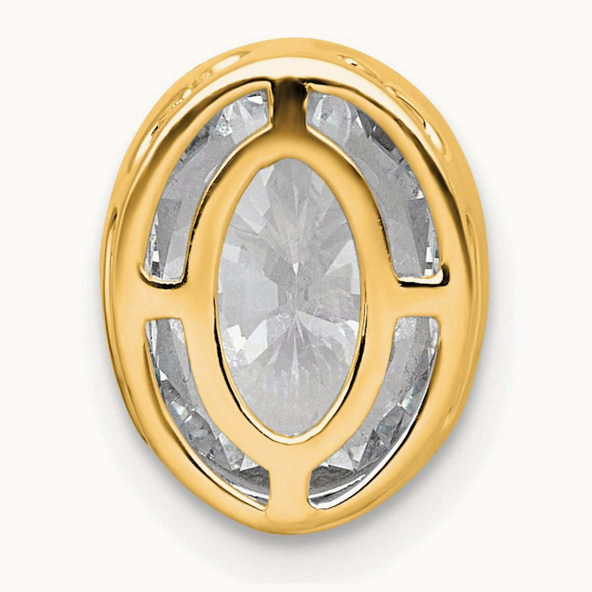 Oval Bezel Set Chain Slide Pendant, 0.25-3.00 ct tw Lab-Grown Diamond — 3 ct, 14K Yellow Gold