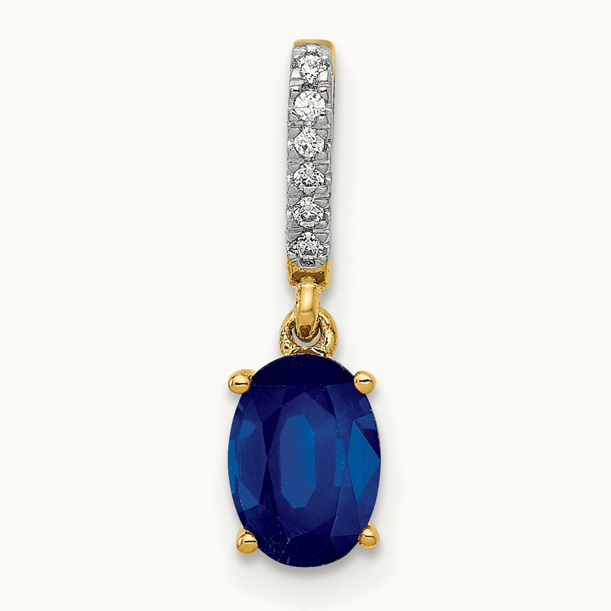 Diamond and Oval 1.04 Oval Sapphire Pendant, 14K