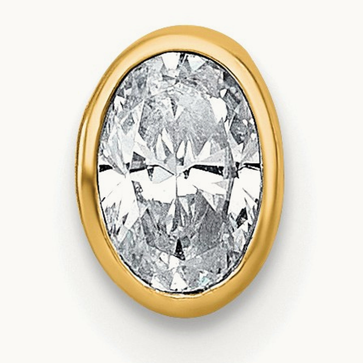 Oval Bezel Set Chain Slide Pendant, 0.25-3.00 ct tw Lab-Grown Diamond — 1/3 ct, VS (Best), 14K Yellow Gold