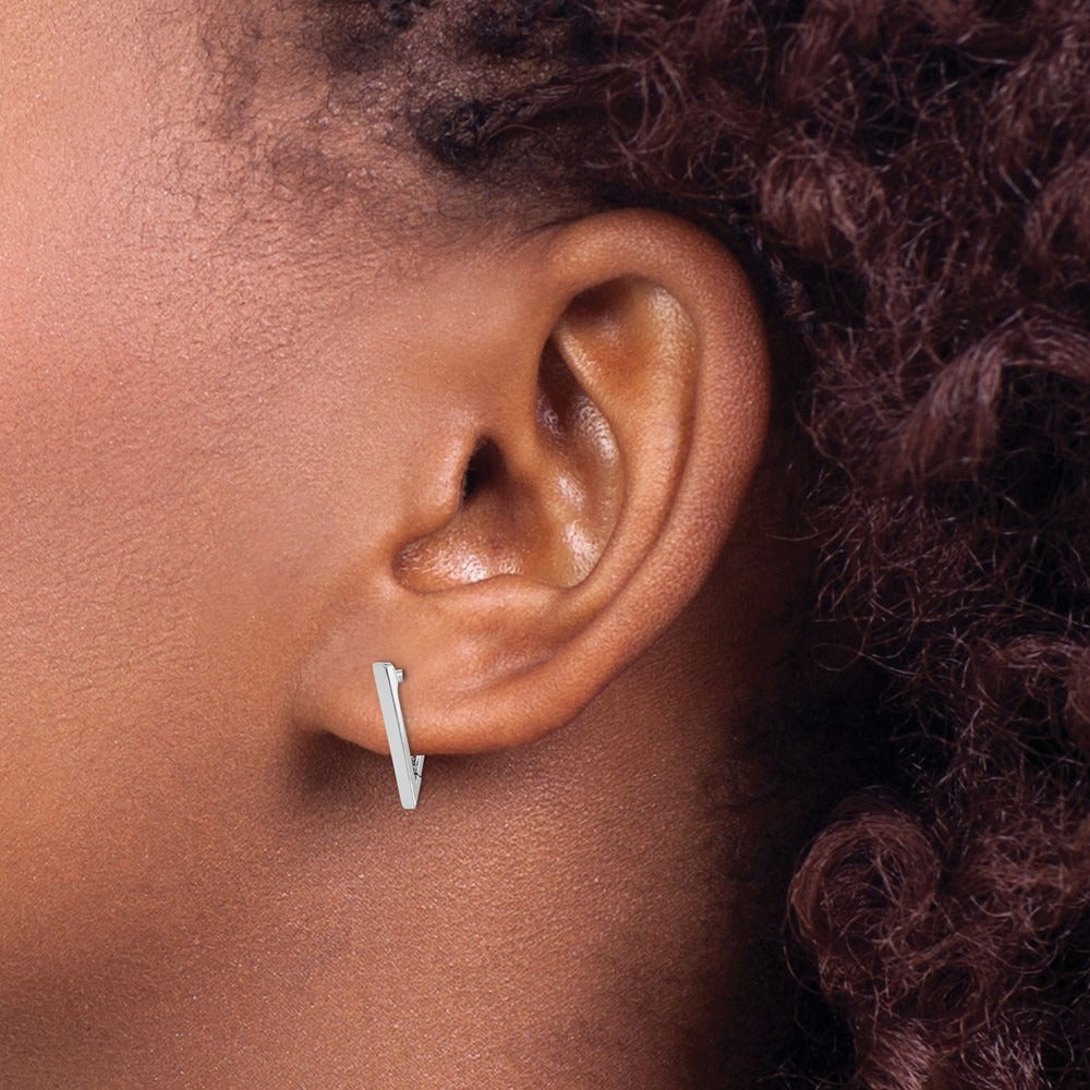 Polished Triangle Hoop Earrings — 14K White Gold
