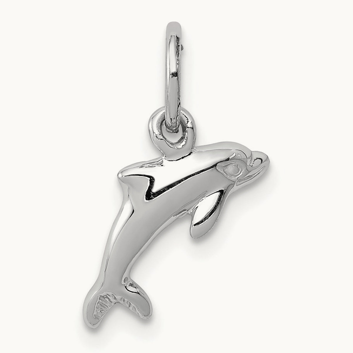 Dolphin Charm, 14K White Gold