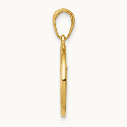 Cut-out Round Frame Yoga Om Symbol Pendant, 14K
