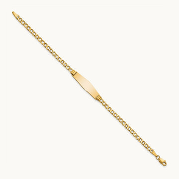 Semi-solid Soft Diamond Shape Cuban ID Bracelet, 14K