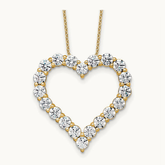 Heart Necklace, 4.00 ct tw Lab-Grown Diamond — 14K Yellow Gold