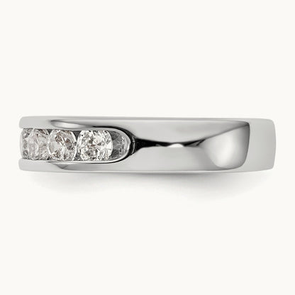 7-Stone Diamond Channel Band, 14K White Gold