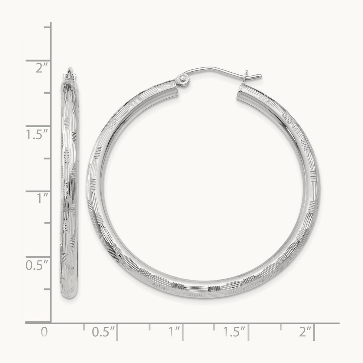Diamond-cut Hoop Earrings, 14K White Gold