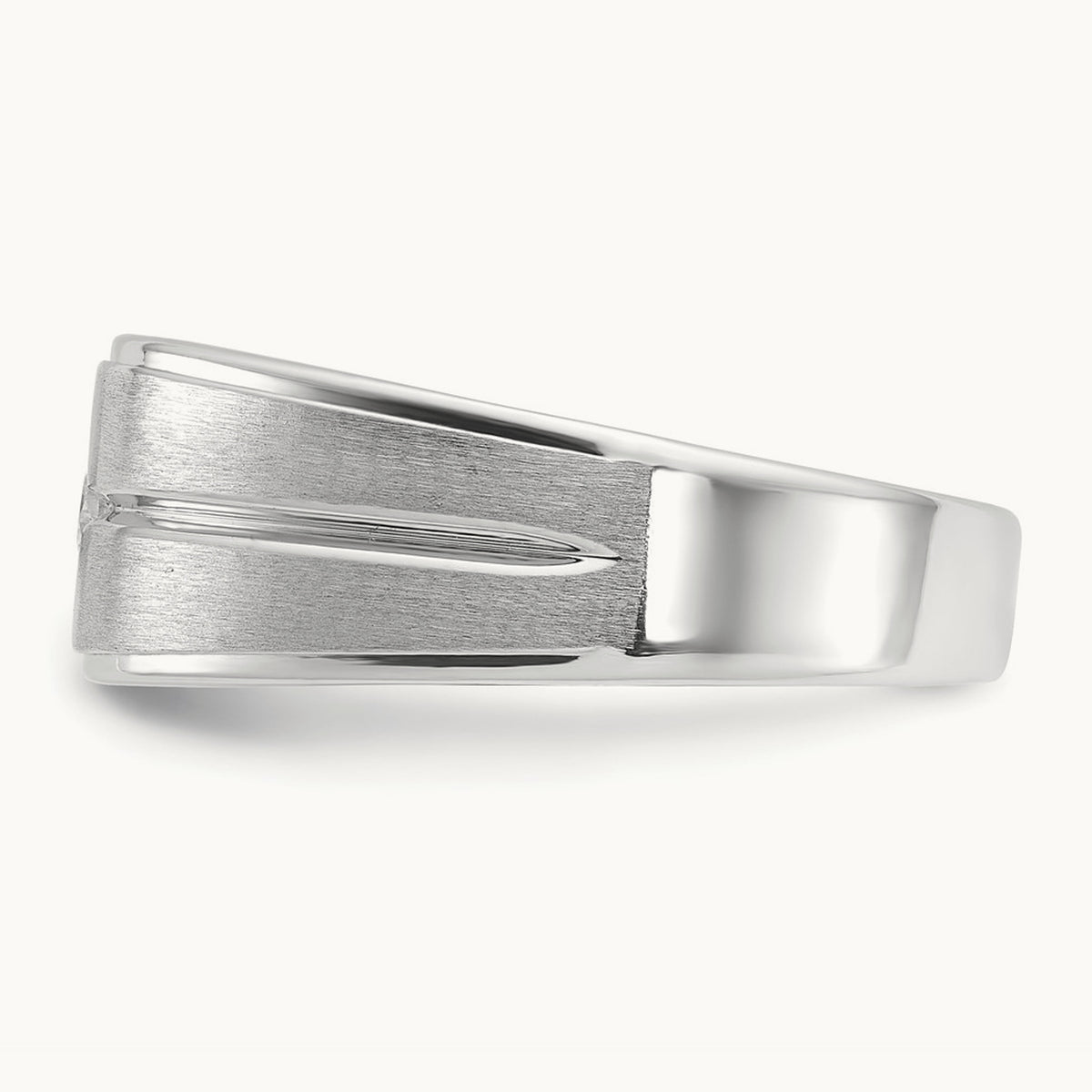 IBGoodman Men's Polished/Satin Diamond Complete Ring, 14K White Gold