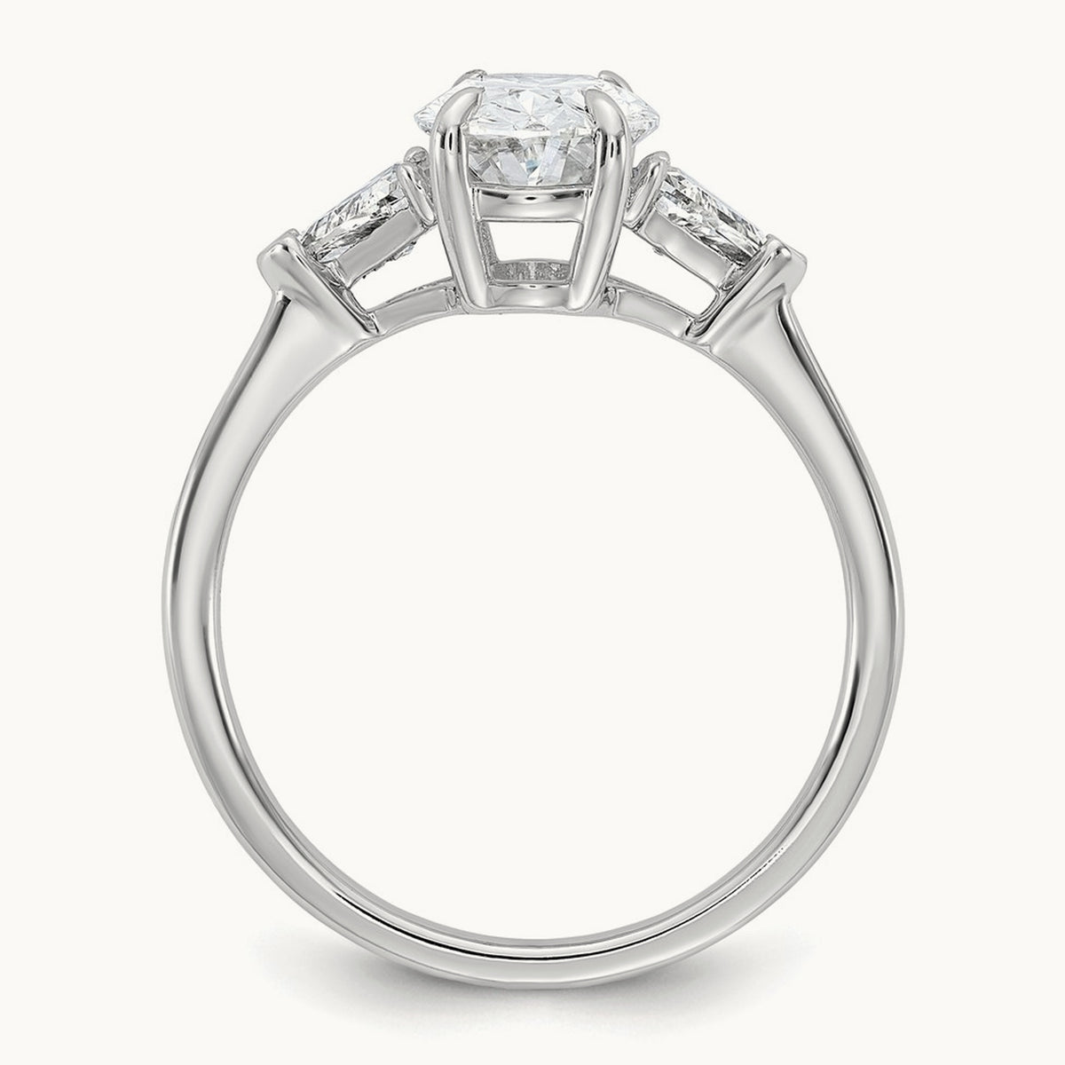 Oval & Trillion 3 Stone Engagement Ring, 1.50-4.00 ct tw Lab-Grown Diamond — 2 ct, 14K White Gold