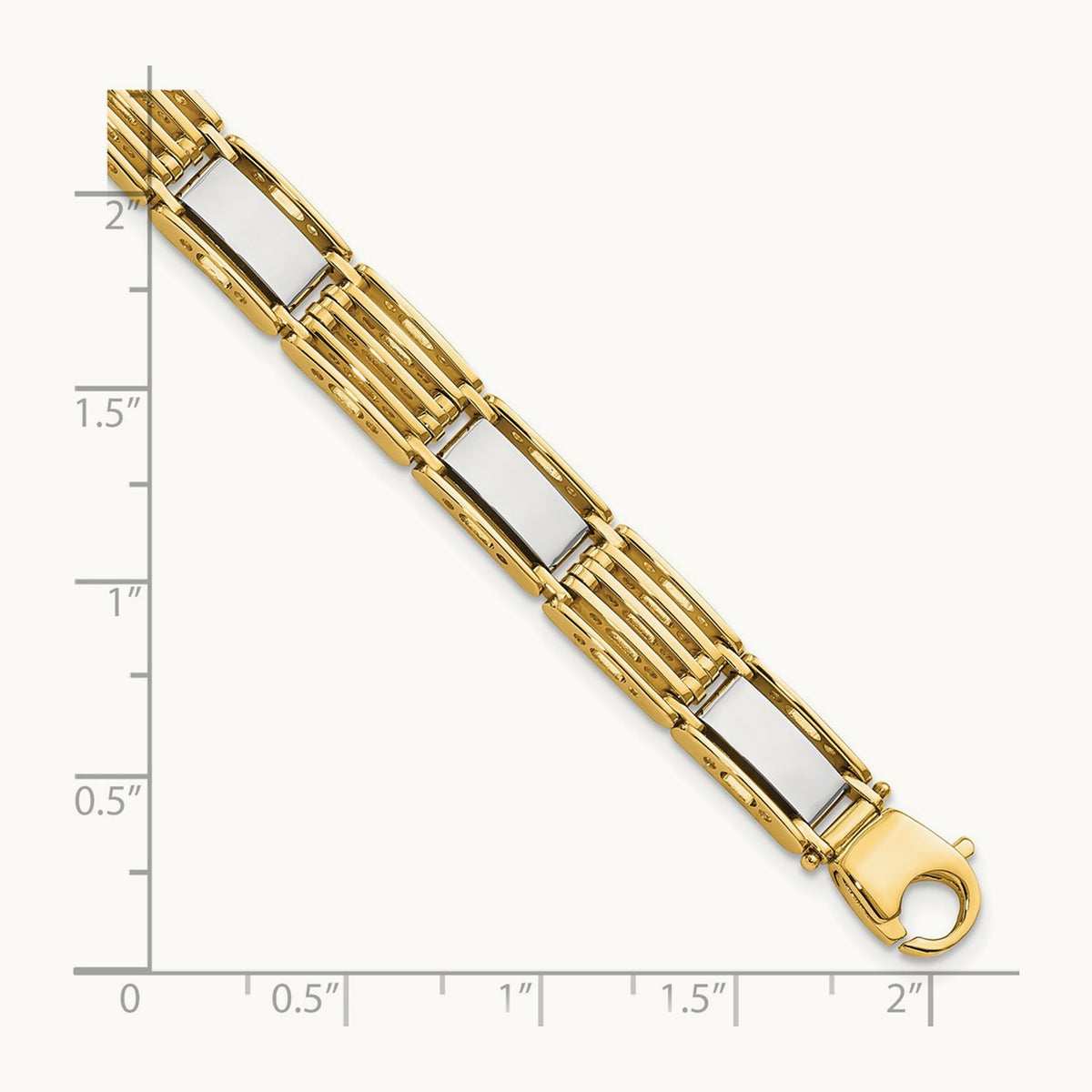 High Polished 8.5in Mens Link Bracelet, 14K Two-tone
