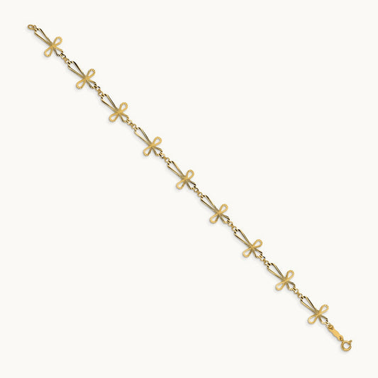 Diamond Cut Open Cross Bracelet, 14K