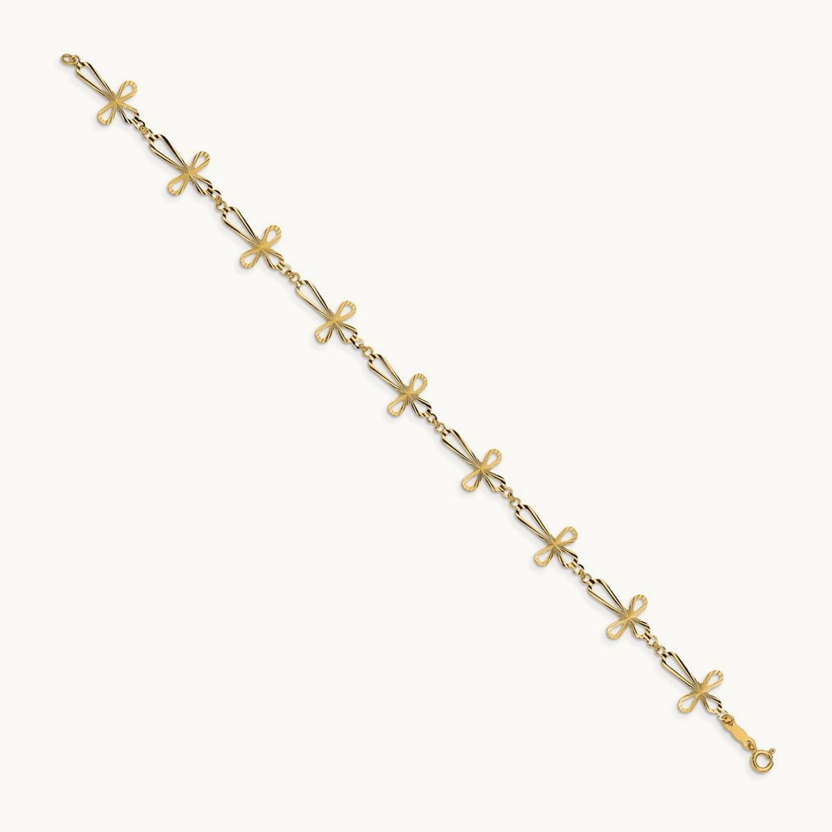 Diamond Cut Open Cross Bracelet, 14K