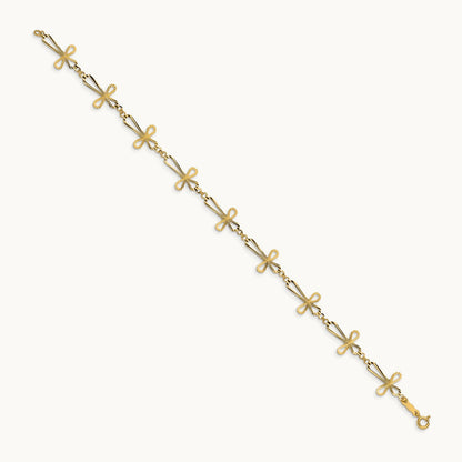 Diamond Cut Open Cross Bracelet, 14K
