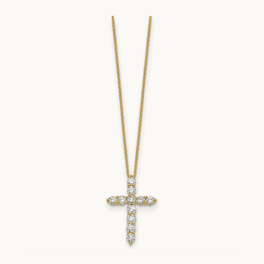Diamond Cross 18 inch Necklace, 14K