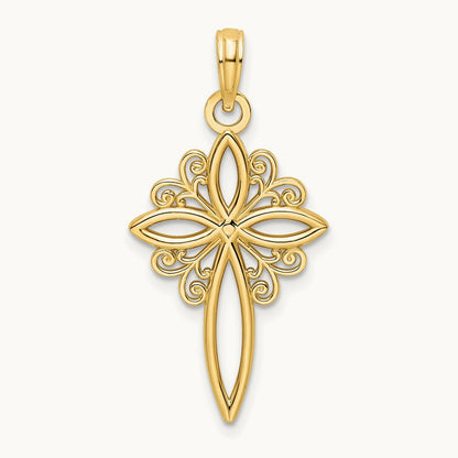Polished Cross Pendant, 14K