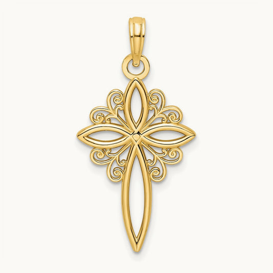 Polished Cross Pendant, 14K
