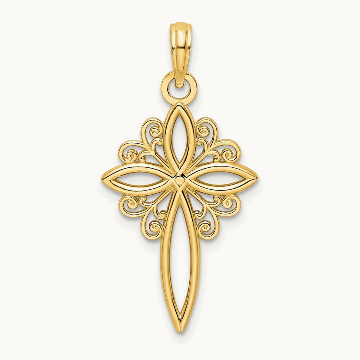 Polished Cross Pendant, 14K