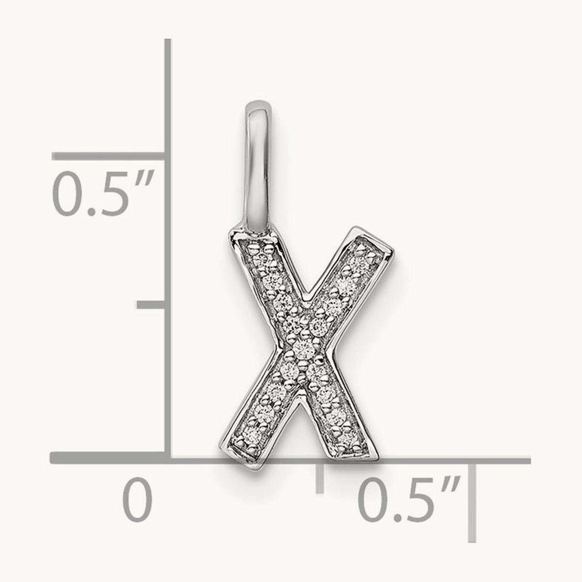 Diamond Letter X Initial Pendant, 14K White Gold