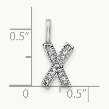 Diamond Letter X Initial Pendant, 14K White Gold