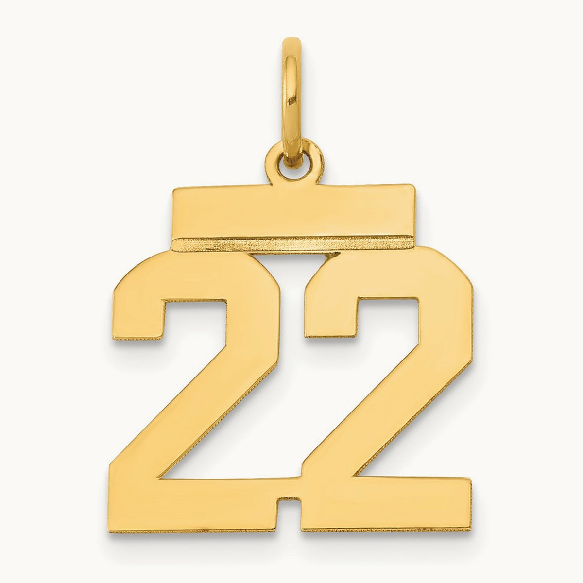 Small Polished Number 22 Charm, 14K