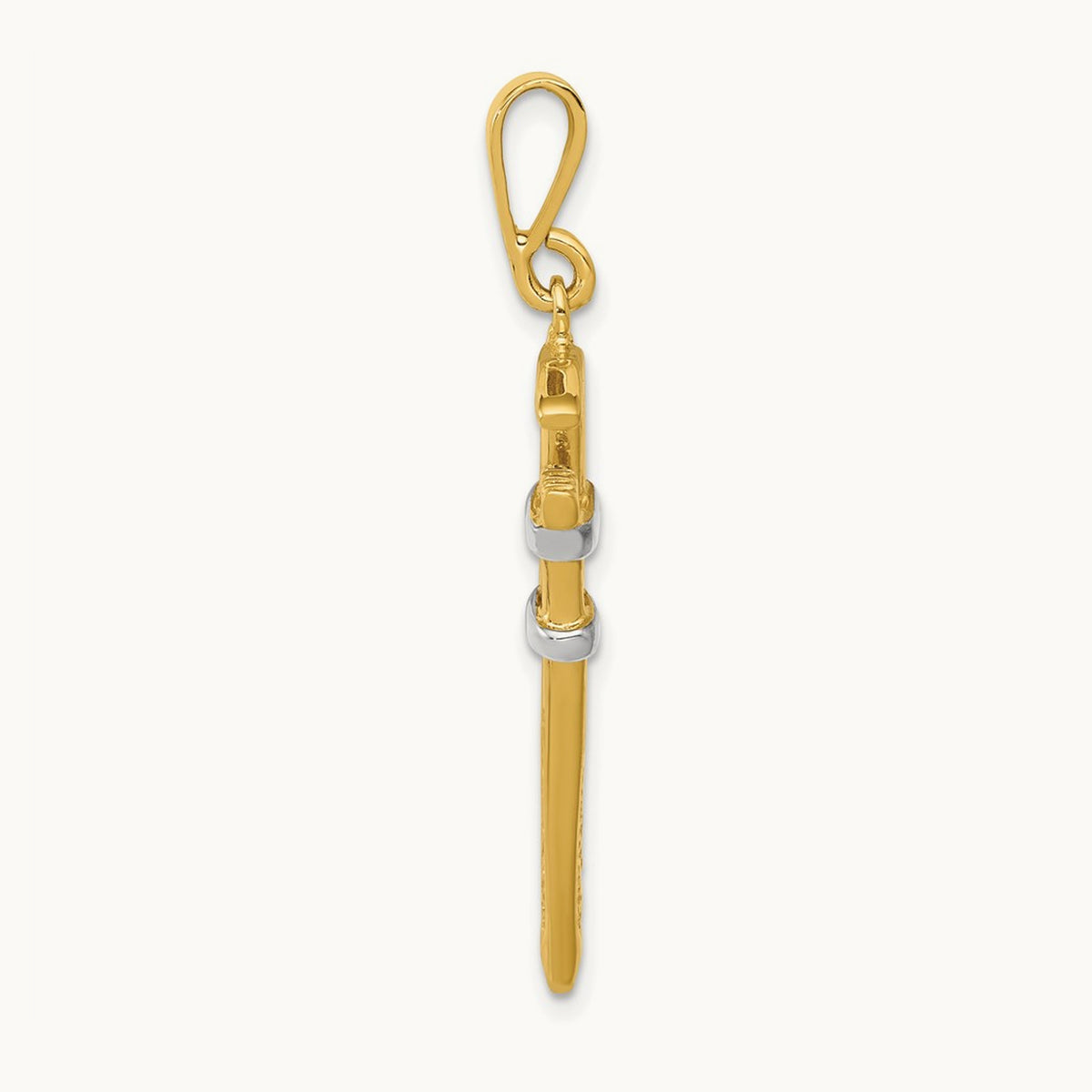 w/Rhodium 3-D Pipe Wrench Charm, 14K