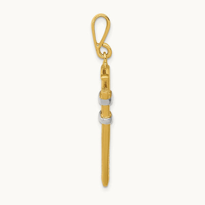 w/Rhodium 3-D Pipe Wrench Charm, 14K