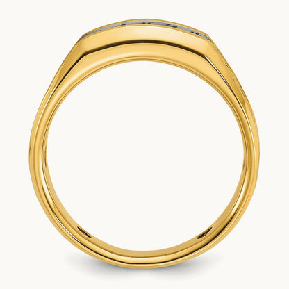 w/ Blk RH IBGoodman Men's Satin & Grooved Diamond 5-Stone Ring, 14K