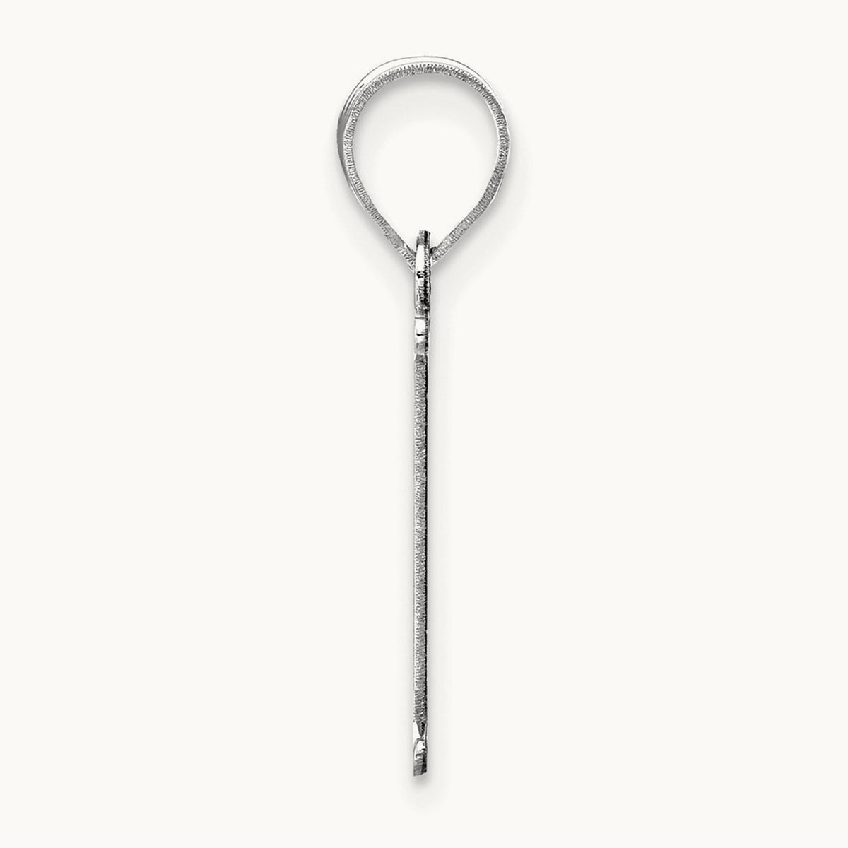 Polished Etched Letter I Initial Pendant, 14K White Gold