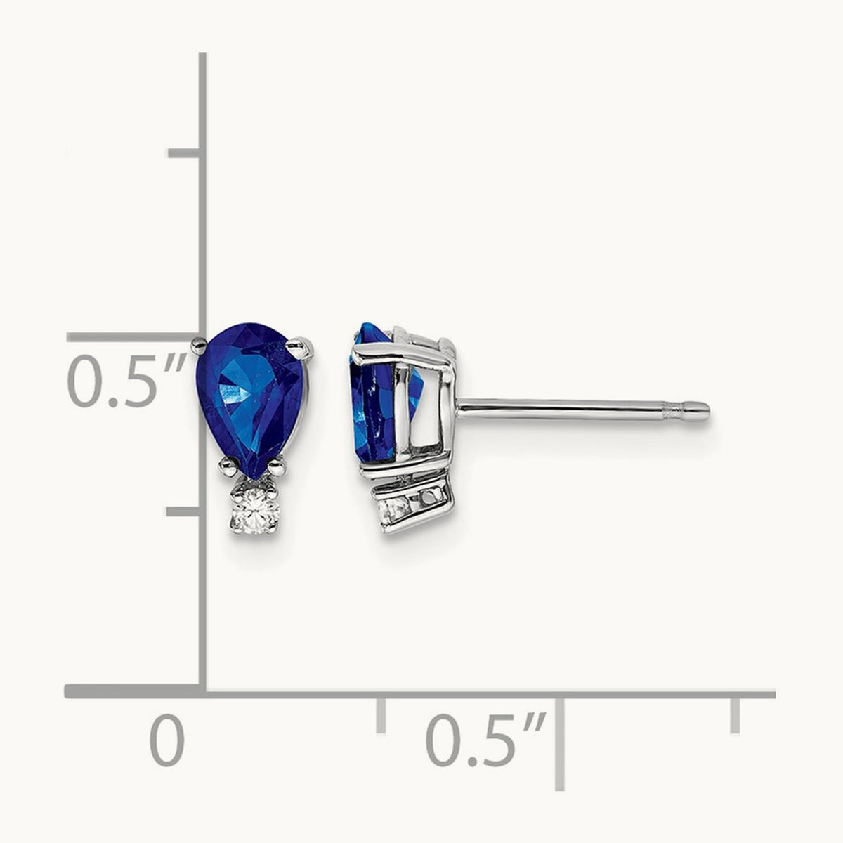 6x4mm Pear Sapphire & AAA Diamond Earrings, 14K White Gold