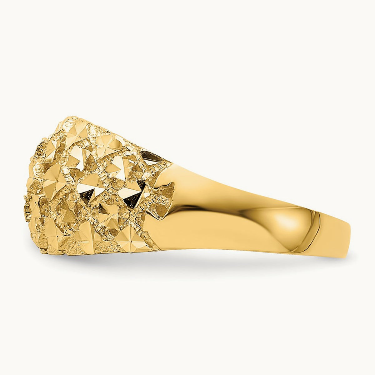 Diamond-cut Mini Diamond Pattern Dome Ring, 14K
