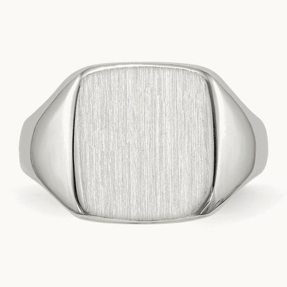 10.5x11. Closed Back Signet Ring, 0mm, 14K White Gold