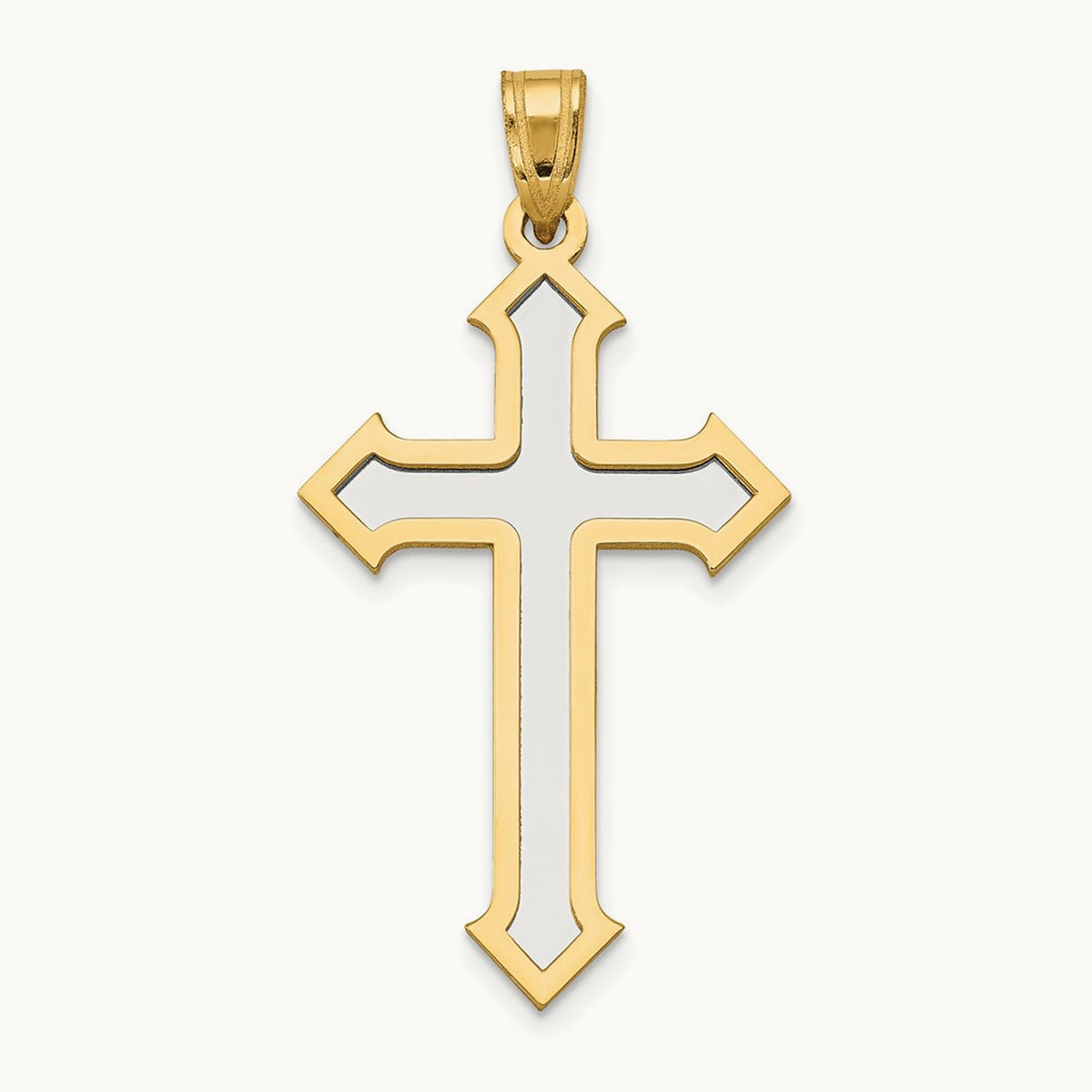 Passion Cross Pendant — 14K Two-Tone Gold, 36mm